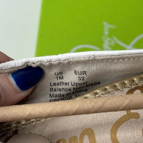 Sam Edelman Little Girls' Felicia Mini Flat Flats in White Leather Size 1 - Picture 5 of 7